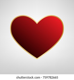 Tie sign. Vector. Red icon on gold sticker at light gray background.