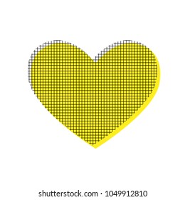 Tie sign. Vector. Yellow icon with square pattern duplicate at white background. Isolated.