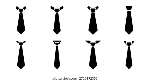 Conjunto de iconos simples de silueta de corbata