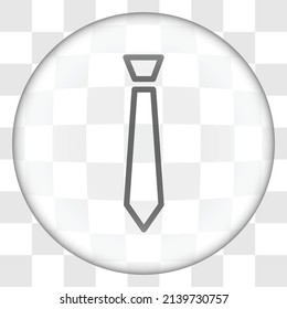 Tie simple icon. Flat desing. Glass button on transparent grid.ai