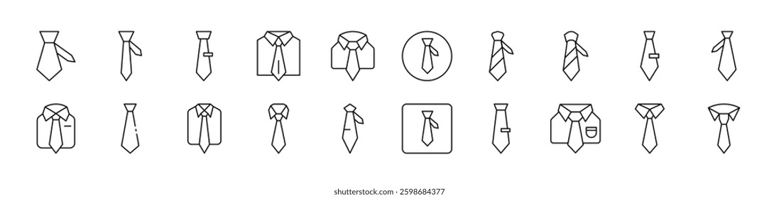 Tie Simple Isolated Line Icons Collection. Editable Stroke. Suitable for Web Sites, Books, Cards, Apps 