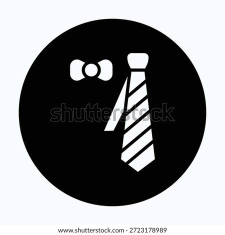 Tie Solid icon. Necktie vector illustration. Black Glyph Circular Style Icon. 