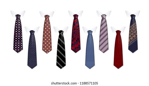 Tie suit icon set. Realistic set of tie suit vector icons for web design isolated on white background