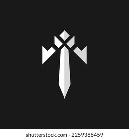 Tie Sword Geometric Logo Design with White Color