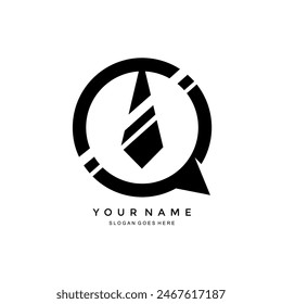 tie template design and chat icon. combination logo vector illustration. suitable for business identities, job search applications and others