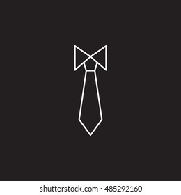 Tie thin line icon, dress code outline vector logo illustration, linear pictogram isolated on black