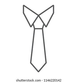 Tie thin line icon, office and business, necktie sign, vector graphics, a linear pattern on a white background, eps 10.