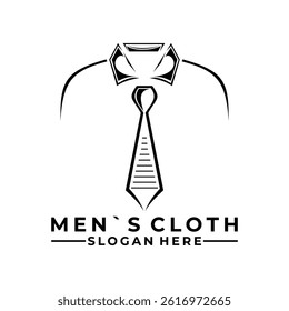Tie with T-shirt line art logo design vector template
