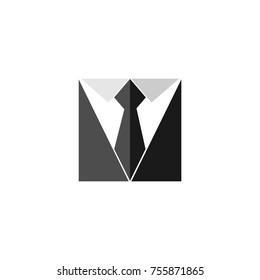 tie under black suit