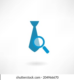 tie under a magnifying glass icon