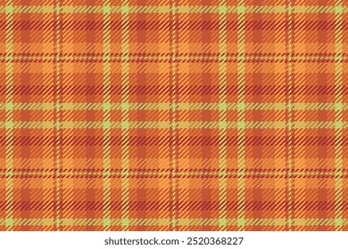 Tie vector fabric check, checkered textile pattern background. Decorating tartan texture plaid seamless in orange and red colors.