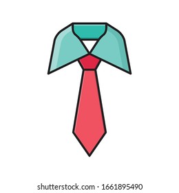 tie vector flat color icon 