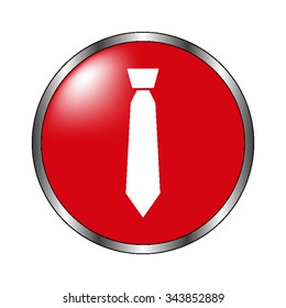 tie - vector icon on the  red button