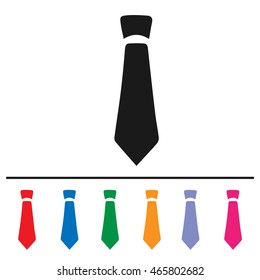 Tie vector icon set. Necktie simple isolated illustration with color variations.