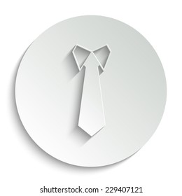  Tie - vector icon with shadow on a round button