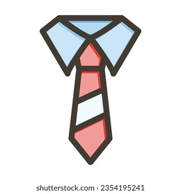 Tie Vector Thick Line Filled Colors Icon For Personal And Commercial Use.
