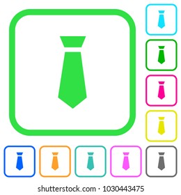 Tie vivid colored flat icons in curved borders on white background