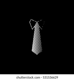 Tie - white vector icon ; halftone illustration