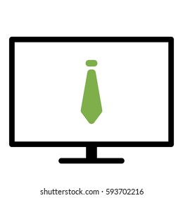 Tie Work icon- Flat design, glyph style icon - Colored enclosed in a screen