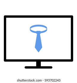 Tie Work icon- Flat design, glyph style icon - Colored enclosed in a screen