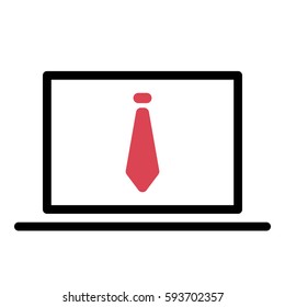 Tie Work icon - Flat design, glyph style icon - Colored enclosed in a computer