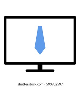 Tie Work icon- Flat design, glyph style icon - Colored enclosed in a screen