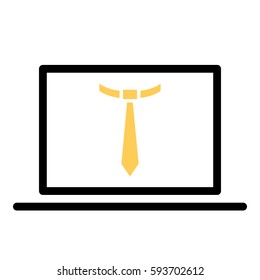 Tie Work icon - Flat design, glyph style icon - Colored enclosed in a computer