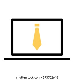 Tie Work icon - Flat design, glyph style icon - Colored enclosed in a computer