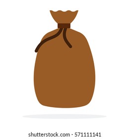 Tied a bag of coffee beans vector flat material design isolated on white
