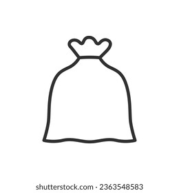 Tied bag, linear icon. Line with editable stroke