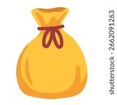 Tied bag vector image, clip art sack, sack bag clip art, flat design illustration 