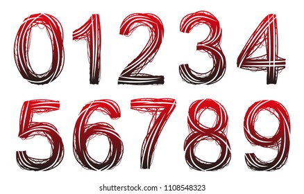 Tied and bisected font.Vector numbers.