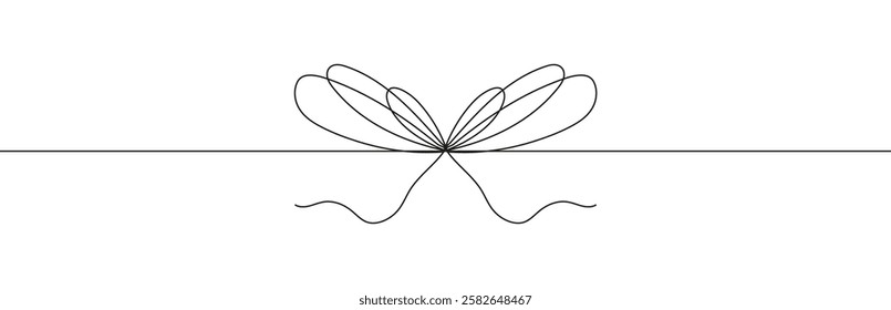 Tied bow in a continuous one-line drawing style. Represents elegance, decoration
