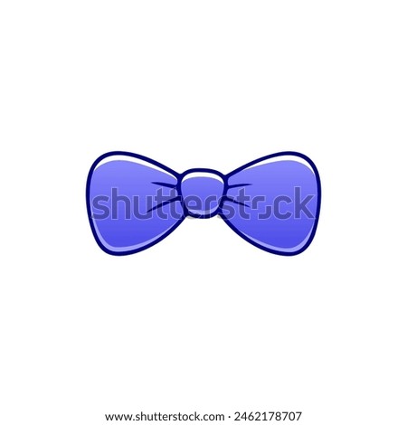 Tied bow. Bow icon. Bow tie. Tie for Man. Design Template. Vector icon. Father's day holiday. Tie icon. Cartoon style. Hand drawn. Doodle style. Blue ribbon. Fashionable clothes. Elegant blue bow.