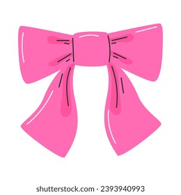 Tied bow. A simple decorative element in a flat cartoon style. Vector illustration isolated on a white background.