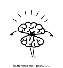 Tied brain with rope. Vector concept illustration of locked strangulation mind | flat design linear infographic icon black on white background