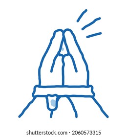 tied hands asking for help sketch icon vector. Hand drawn blue doodle line art tied hands asking for help sign. isolated symbol illustration