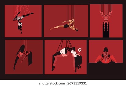 tied up hanging beautiful shibari models
