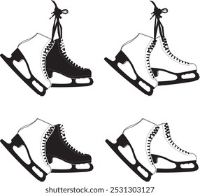 Tied Hanging Figure Skates,  Winter Sport Cut Files