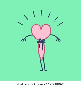 Tied heart with rope. Vector concept illustration of limiting and restrictive love | flat design linear infographic icon on green background
