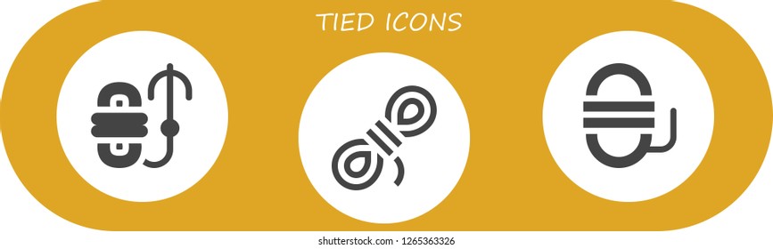  tied icon set. 3 filled tied icons. Simple modern icons about  - Rope