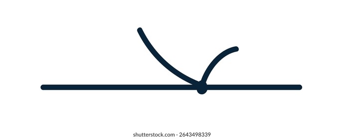 Nó amarrado de duas cordas finas, cordas. Cordas, rendas, cordéis ligados, juntas em ligação estreita. Elemento de linha simples, threads, faixas no anexo. Ilustração vetorial desenhada isolada no fundo branco