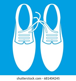 Tied laces on shoes joke icon white isolated on blue background vector illustration