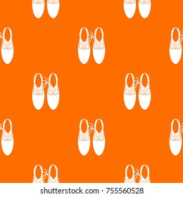 Tied laces on shoes joke pattern repeat seamless in orange color for any design. Vector geometric illustration