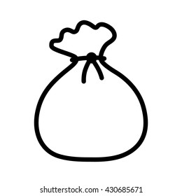 Tied pouch bag or sack line art vector icon for apps and websites