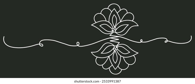 Tied ribbon bow hand drawing one line. Christmas and birthday present wrap in simple linear style. Concept of holiday and celebration in editable