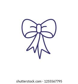 Tied ribbon line icon. Bow, box decoration, bowtie. Christmas concept. Vector illustration can be used for topics like holiday, Christmas present, decor