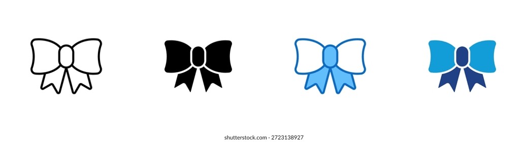 Tied Ribbon Multiple Style Icon Design Vector - representing gift, decoration, celebration, and wrapping