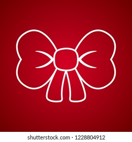 Tied ribbon on red background. Vector icon.
