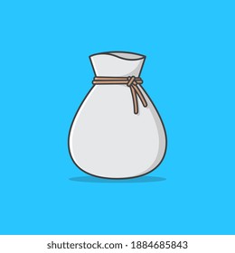 Ilustración del icono del vector de sacos atados. Icono plano de saco. Icono de bolsa